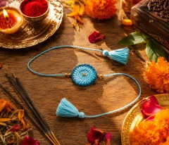 Ocean Ombre Medallion Handmade Crochet Rakhi